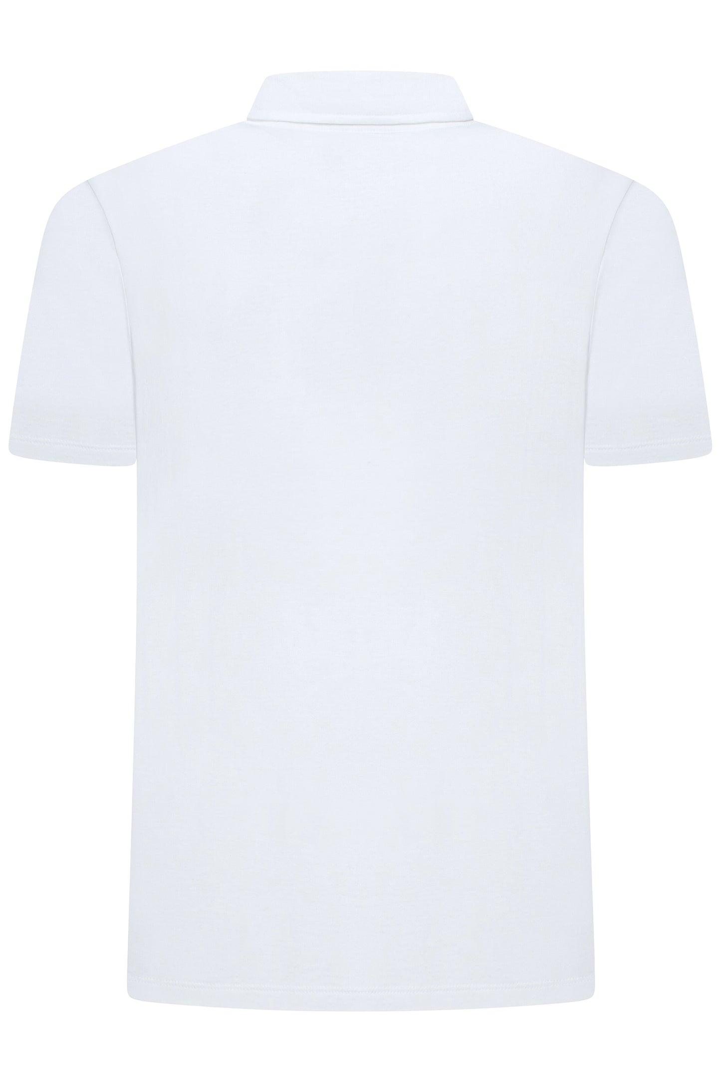 Back of white polo shirt