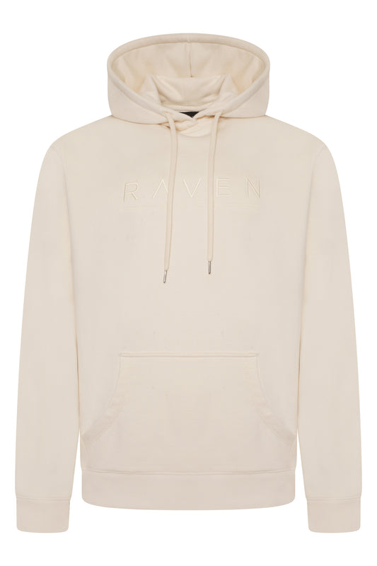 Logo-Embroidered Cream Hoodie