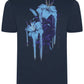 Back view of navy t-shirt with Nerone floral artwork in blue – Winston’s Wish charity edition