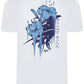 Back view of white t-shirt showing Nerone floral artwork in blue – Winston’s Wish collaboration