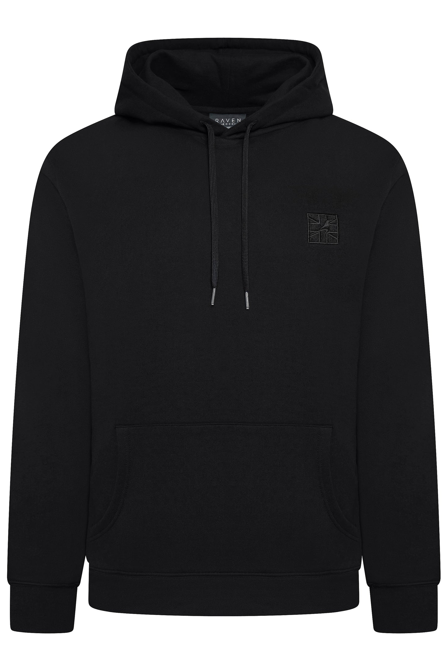 Men's black hoodie British-made with embroidered logo and luxury finish