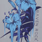 Close-up of Nerone floral artwork printed on the back of grey hoodie – British-made charity hoodie