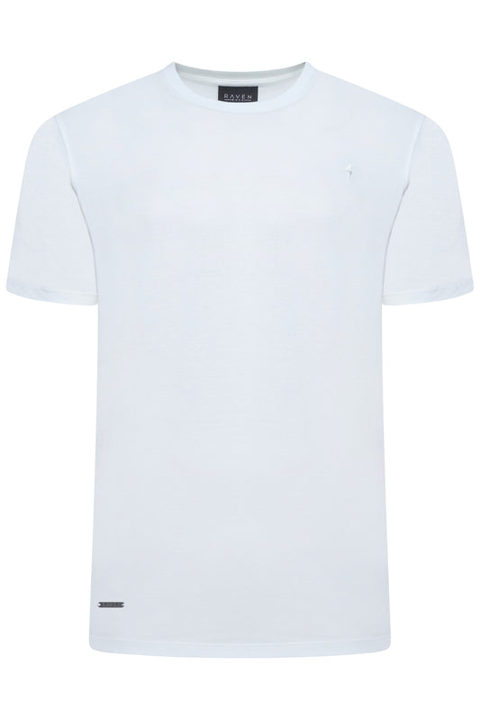 Men's white t-shirt British-made with subtle embroidery and premium finish