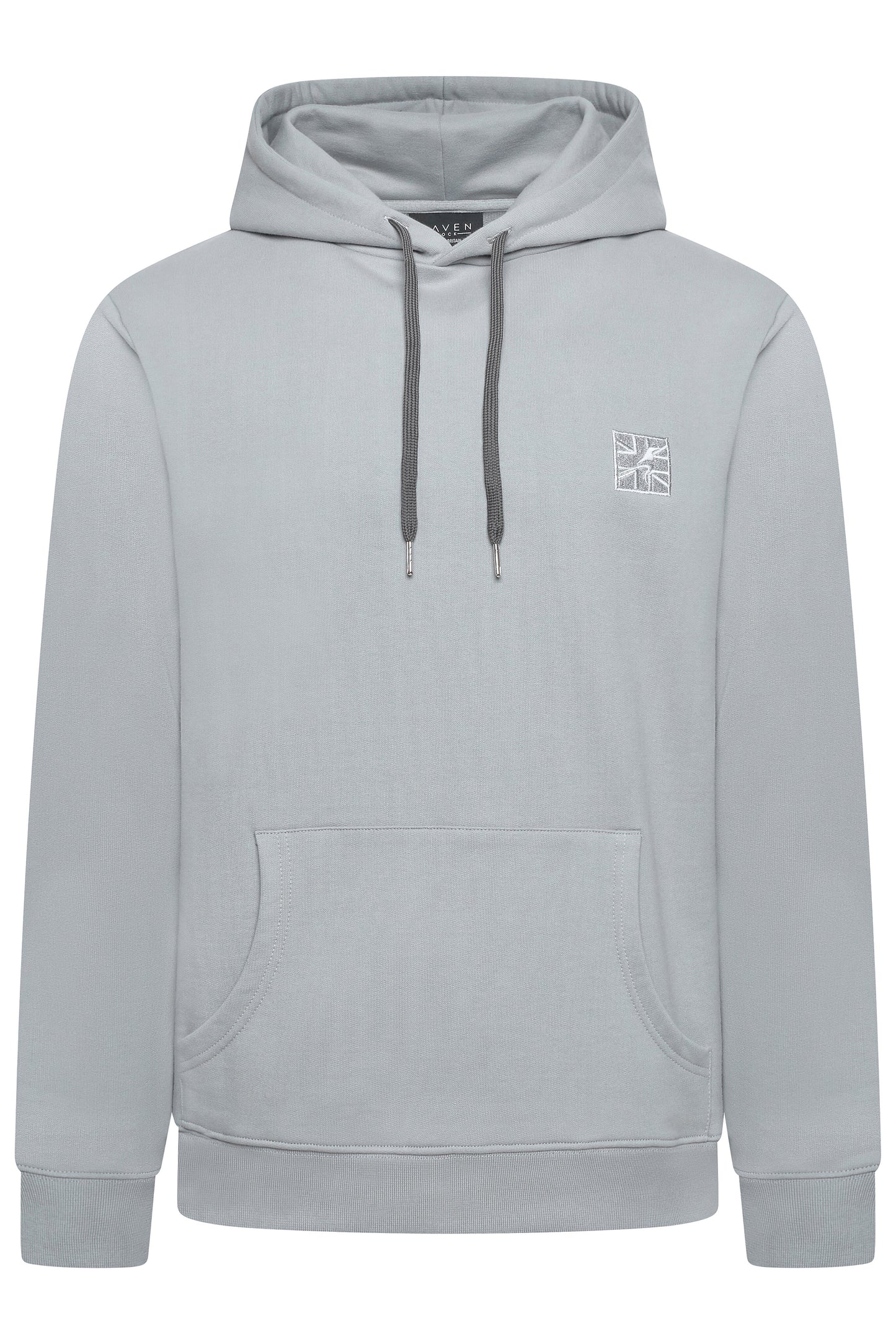 Men's grey hoodie British-made with subtle embroidery and premium details