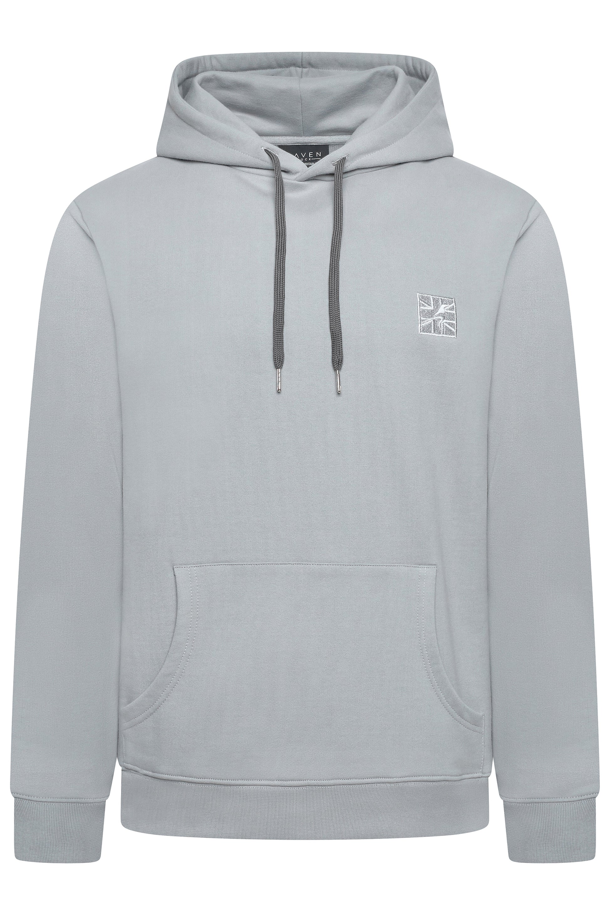 Men's grey hoodie British-made with subtle embroidery and premium details