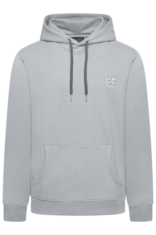 Men's grey hoodie British-made with subtle embroidery and premium details