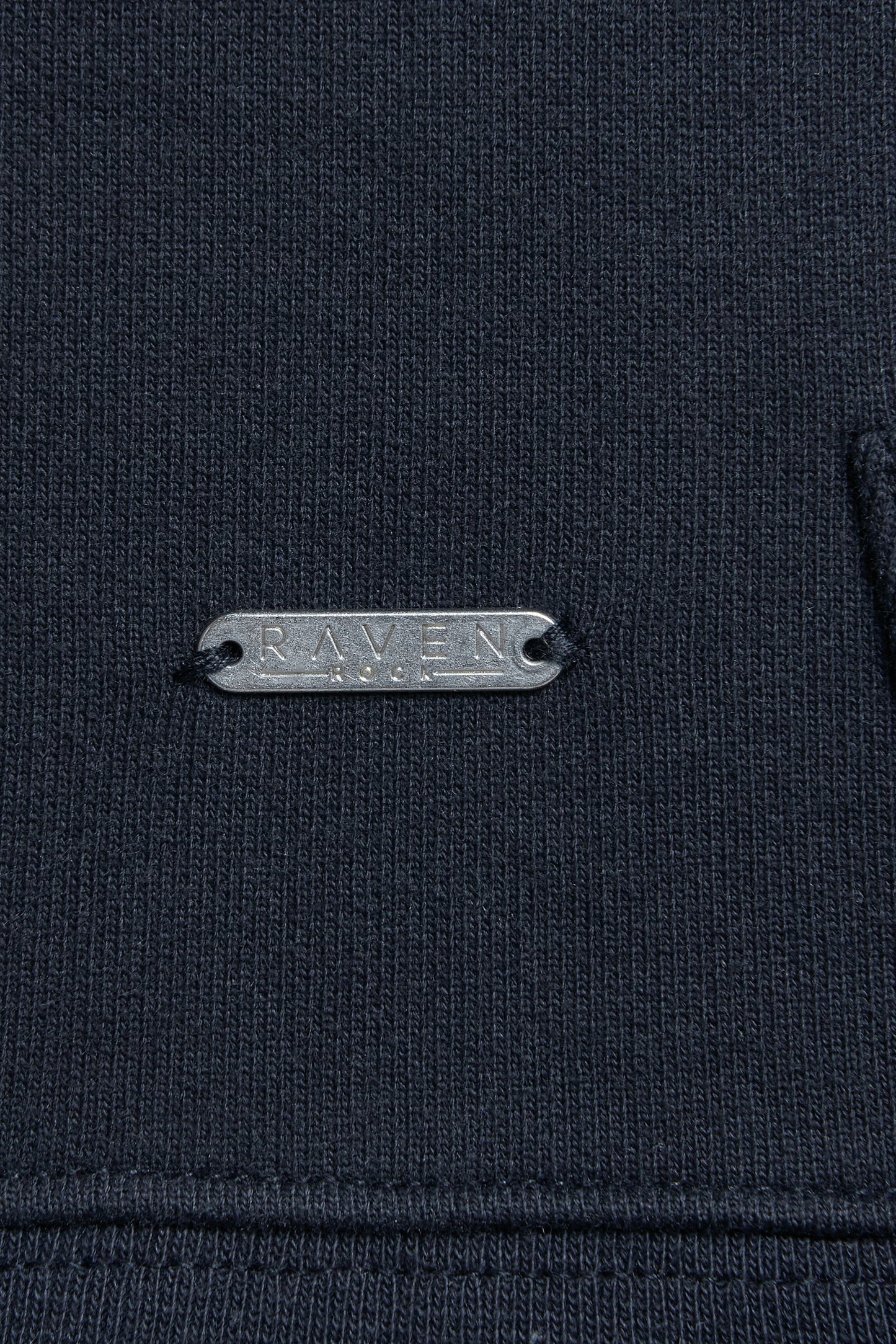 Navy hoodie with metal branded tag