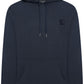 Men's navy hoodie British-made with embroidered badge and metal tag 