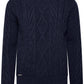 Navy blue cable knit sweater