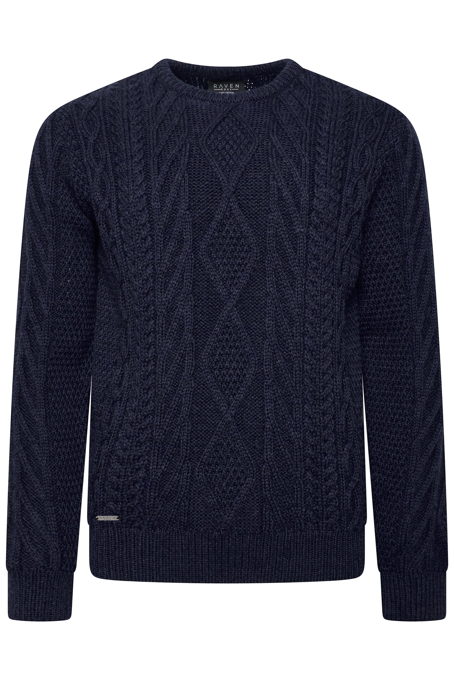 Navy blue cable knit sweater