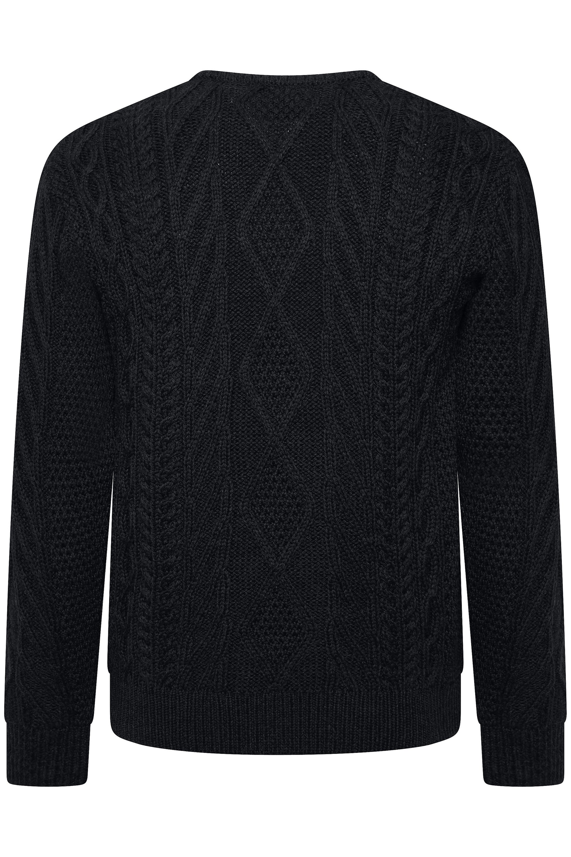 Back of Black cable knit sweater