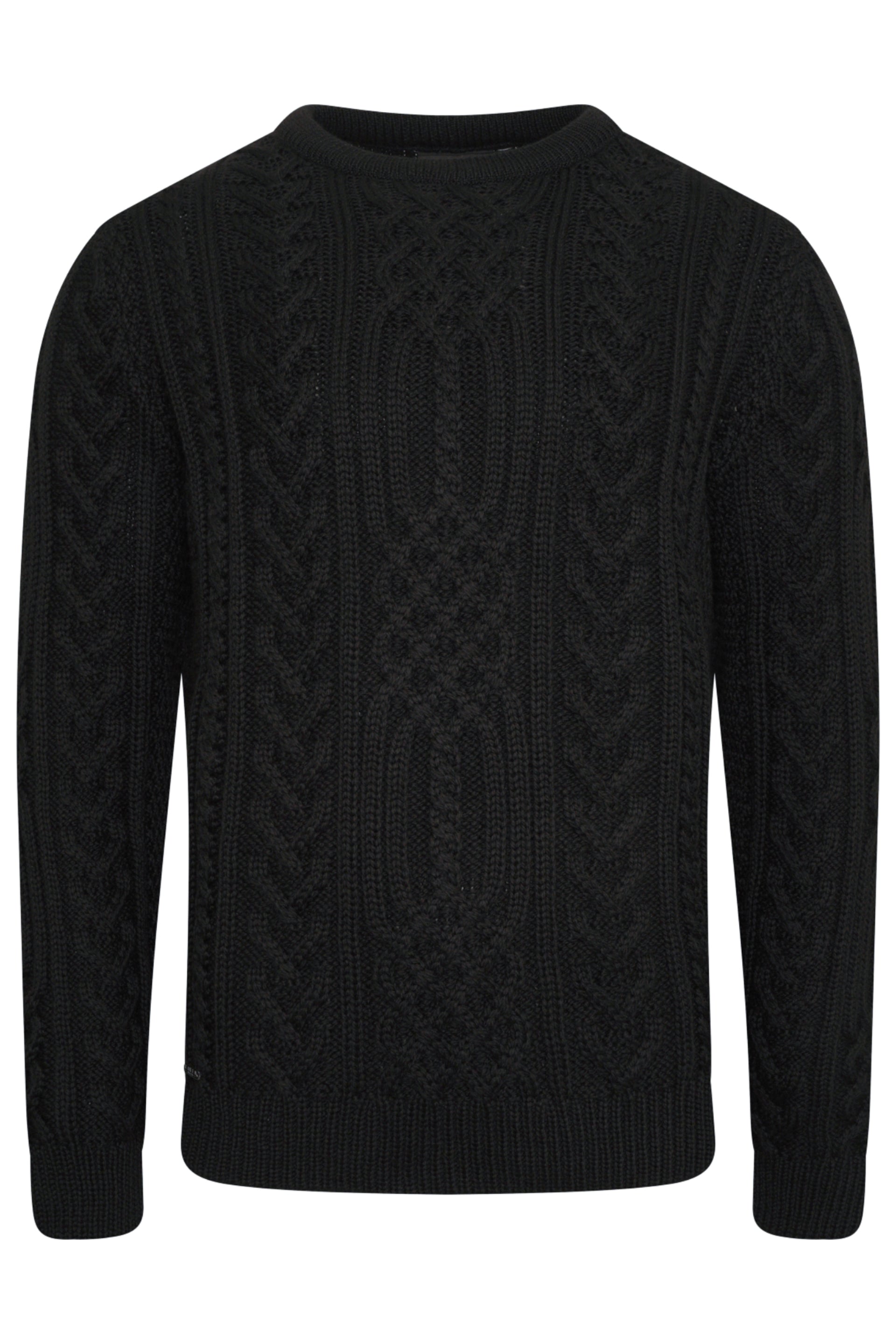 Mens Black Aran Jumper | Merino Wool Aran Jumper | Made In Britain ...