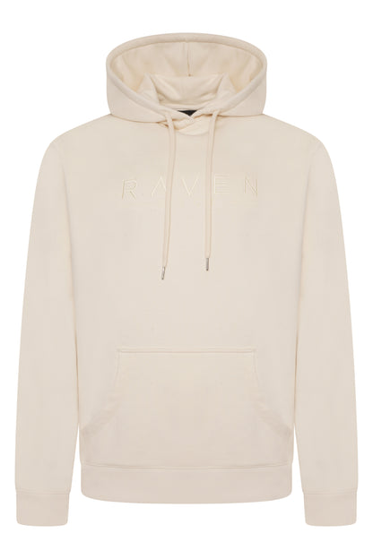 Logo-Embroidered Cream Hoodie